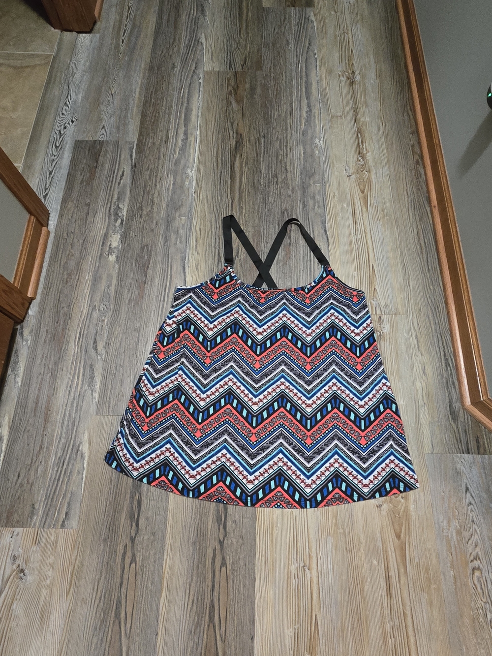 Maurices Chevron Print Tank Top in Black, Coral, Teal, White